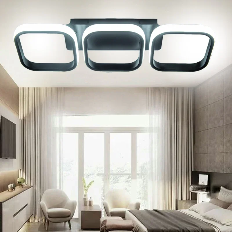 

Minimalist Modern Led Chandelier Home Lighting Square Round Rings Ceiling Mounted Lights for Kitchen Bedroom Corridor