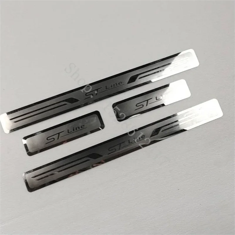 For Ford ST LINE Sticker Door Sill Scuff Plate Guard Stainless Steel Kick Pedal Sticker Car Accessories 2022 2023 2024