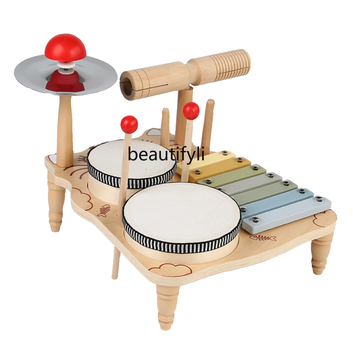 Strumento a tamburo giocattolo Tamburo per bambini Strumento a percussione per bambini Batterista Strumenti didattici per musica a percussione