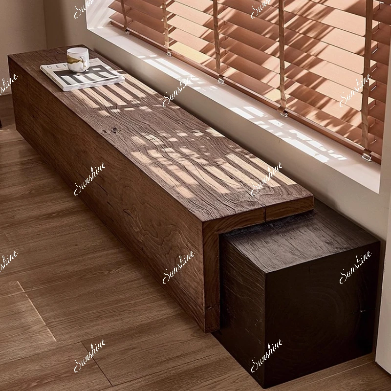 

Solid wood strips, old and retro, clothing store rest, shoe change stool, homestay TV cabinet creativity