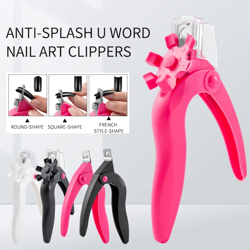 U Shaped Nail Clipper Acrylic Fake Nail Scissors Nail Tip Edge Cutter Trimmer Manicure with Sizer Precise Cutting Nail Tools