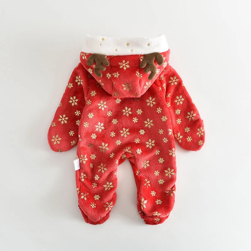 IYEAL Christmas Coral Velvet Thicker Coat Winter Clothing Overalls Newborn Baby Soft Warm Romper Jumpsuits for Girl Boy Clothes