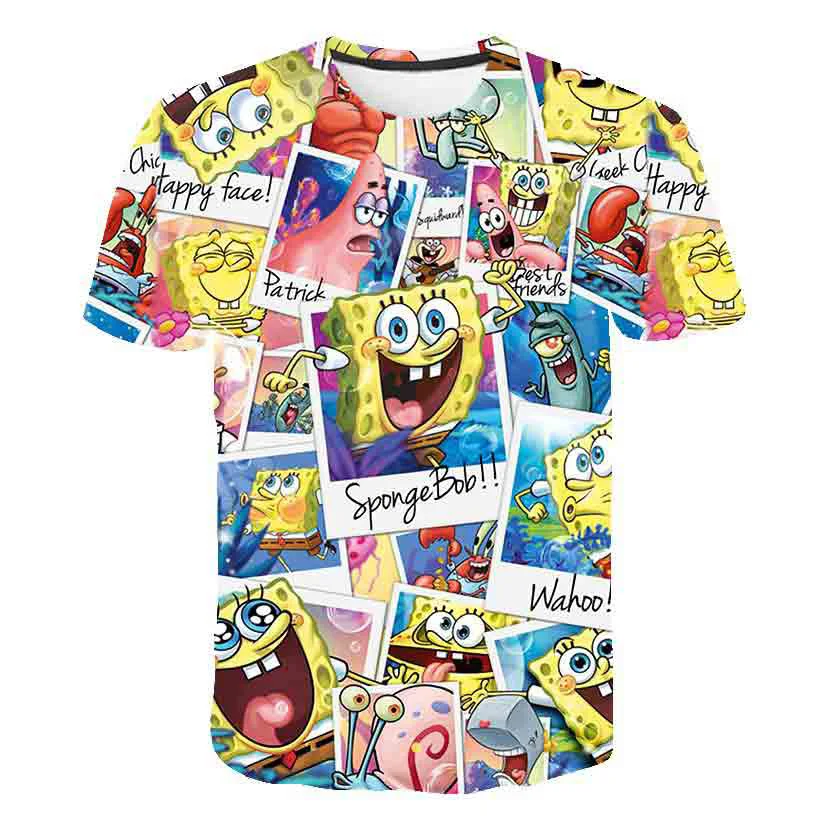 Disney Cartoon Anime SpongeBob SquarePants children's Top T-shirt Short Sleeved Pi Big Star Boys And Girls Short Sleeved T-shirt