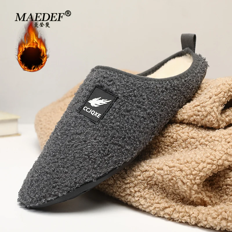 MAEDEF Men's Slippers Indoor Soft Sole Anti Slip Men Flat Shoe Comfort Warm Cotton Shoes Man Lightweight Women Men House Slipper