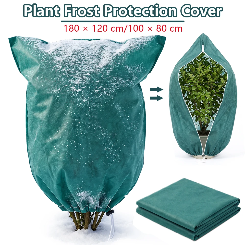 Plant Frost Protection Cover Breathable Winter Plant Cover with Zipper and Drawstring Reusable Thick Garden Plant Tree Frost Bag