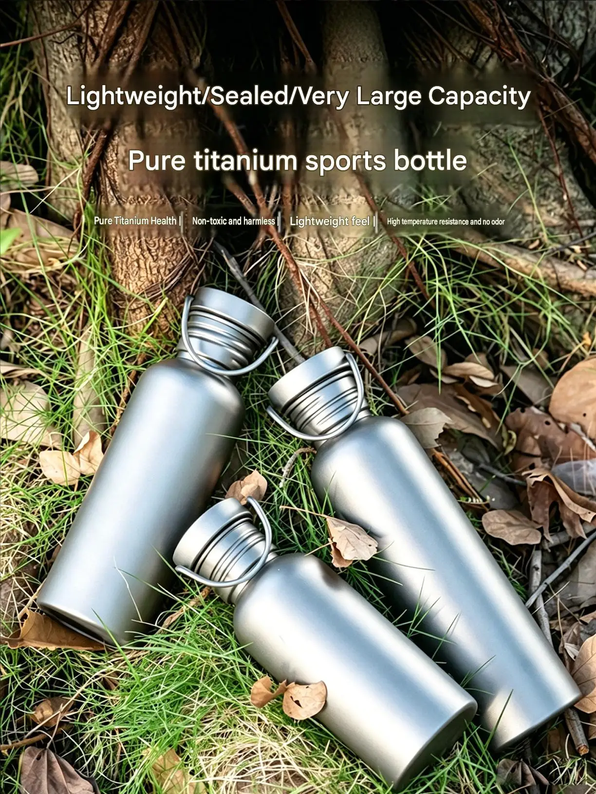 Lightweight Pure Titanium Water Bottle Leakproof Portable Flask For Cycling Camping Hiking Sports