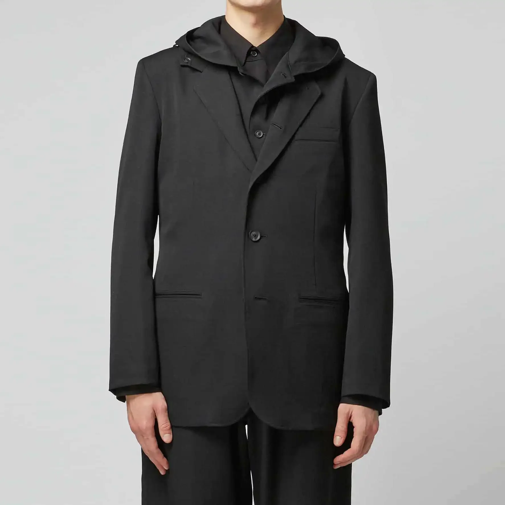 

YOJI OOAK solid color suit collar single breasted straight tube loose jacket asymmetrical button decoration versatile top