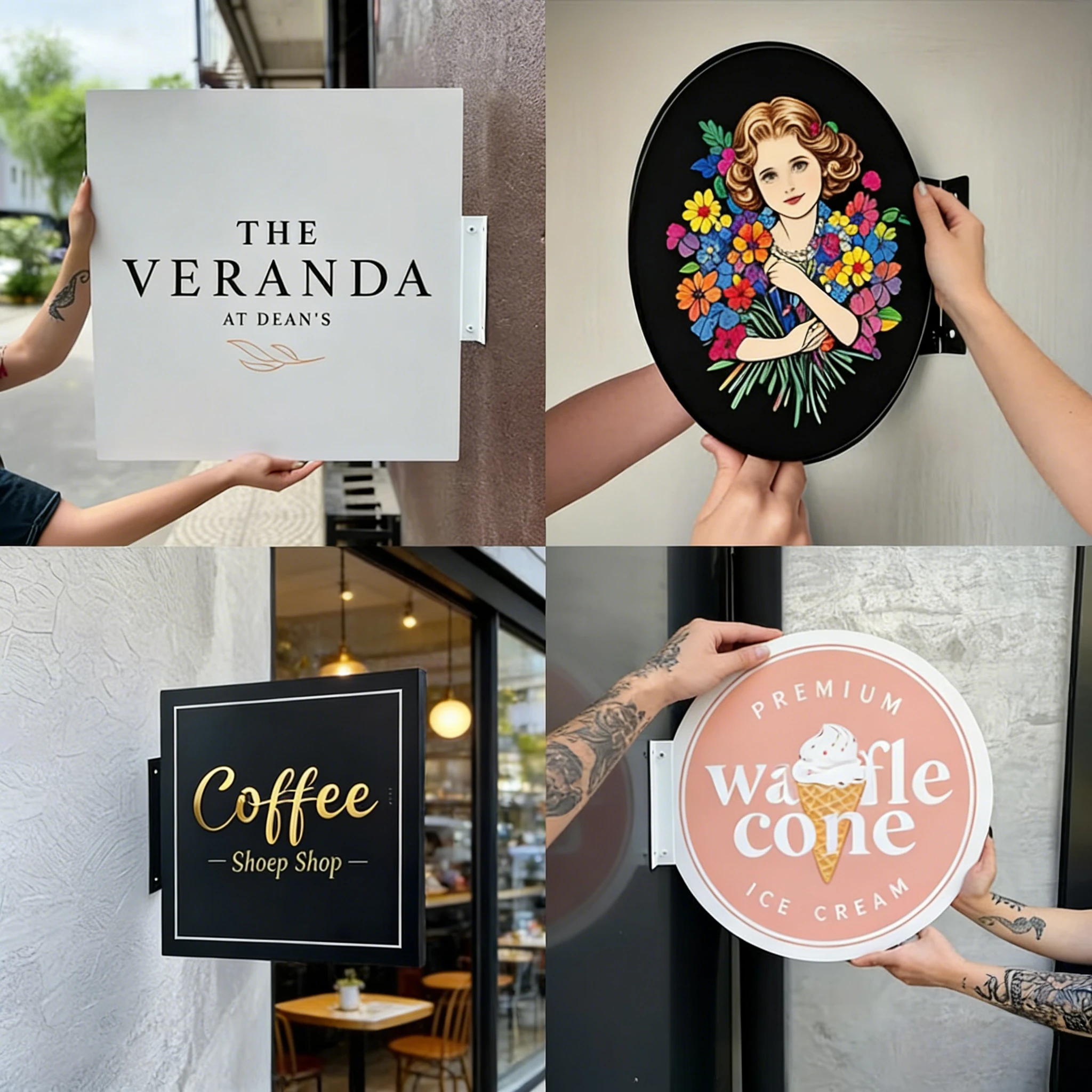 Custom Acrylic Business Sign Office Flag Shop Double-Side Signboard Storefront Door Plates Plaque Beauty Studio Aesthetics Logo