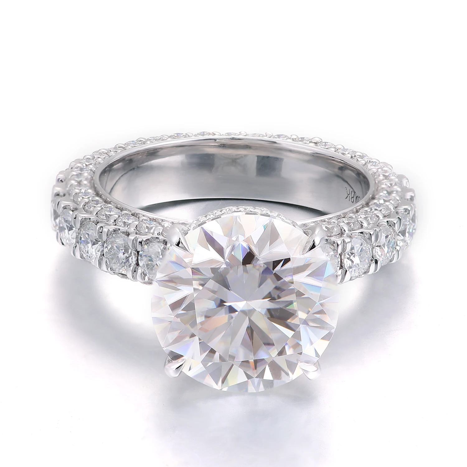 Provence 10K/14K/18K Moissanite Full Eternity Rings for Women D Color VVS Round Cut 4 CT Engagement Ring for Girlfriend