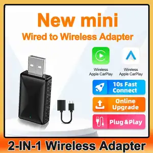 2in1 Wireless CarPlay Android Auto Adapter Wired to Wireless Mini Car Ai Box for Audi Toyota VW Peugeot