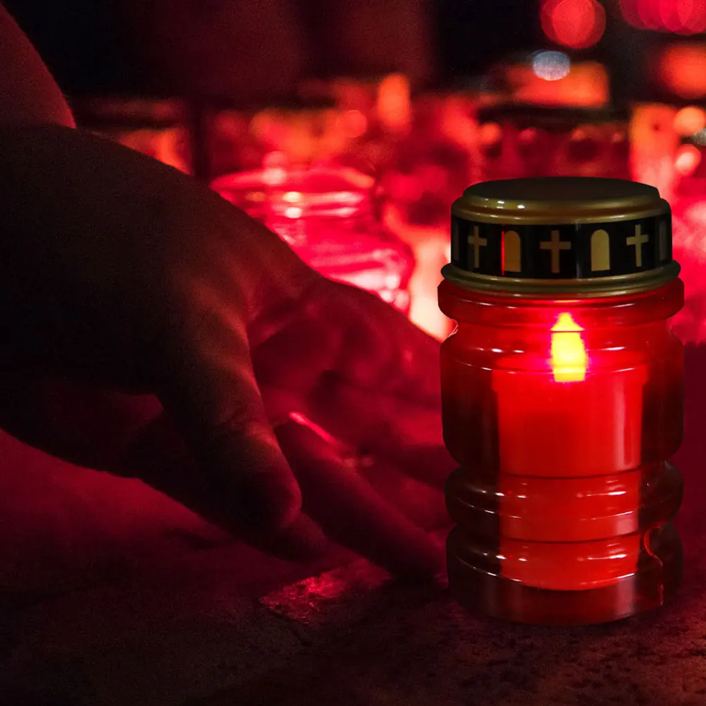 2x Garden LED Grave Light With Solar Electronic Candle For Cemetery Ritual Low Carbon Life Flameless