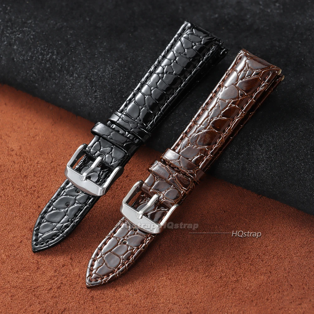 Unisex-Uhrenarmband aus Leder mit Krokodilmuster für Smartwatch-Armband, 12 mm, 14 mm, 16 mm, 18 mm, 19 mm, 20 mm, 22 mm, schwarz-braunes Armband – Detail 4