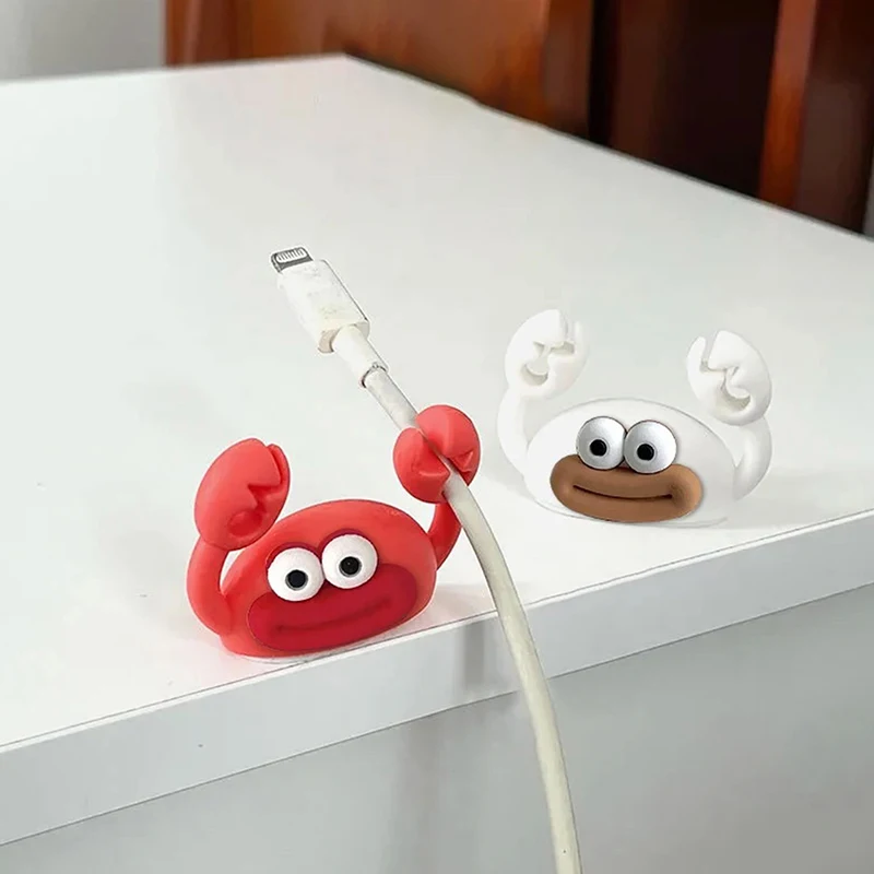 1pc Self-Adhesive Wire Stand Creative Data Cable Management Clip Cartoon Crab Cable Holder Desktop Winder Wire Organizer Holder