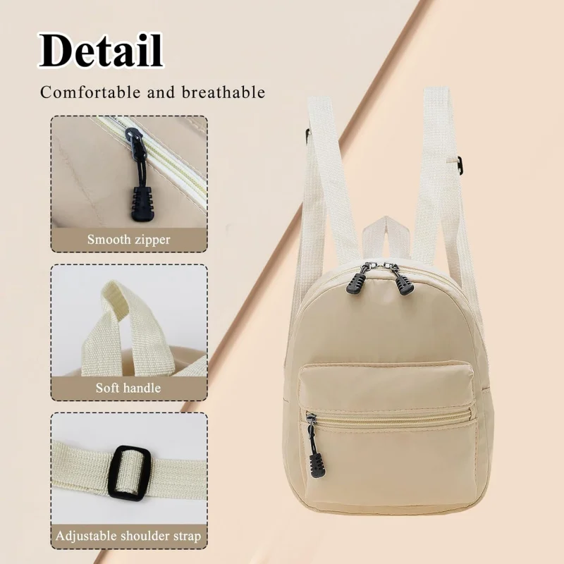 , Mochilas de nailon para mujer, bolso tipo mochila con correa para el hombro desmontable, mini bolso tipo mochila para viajes (negro)