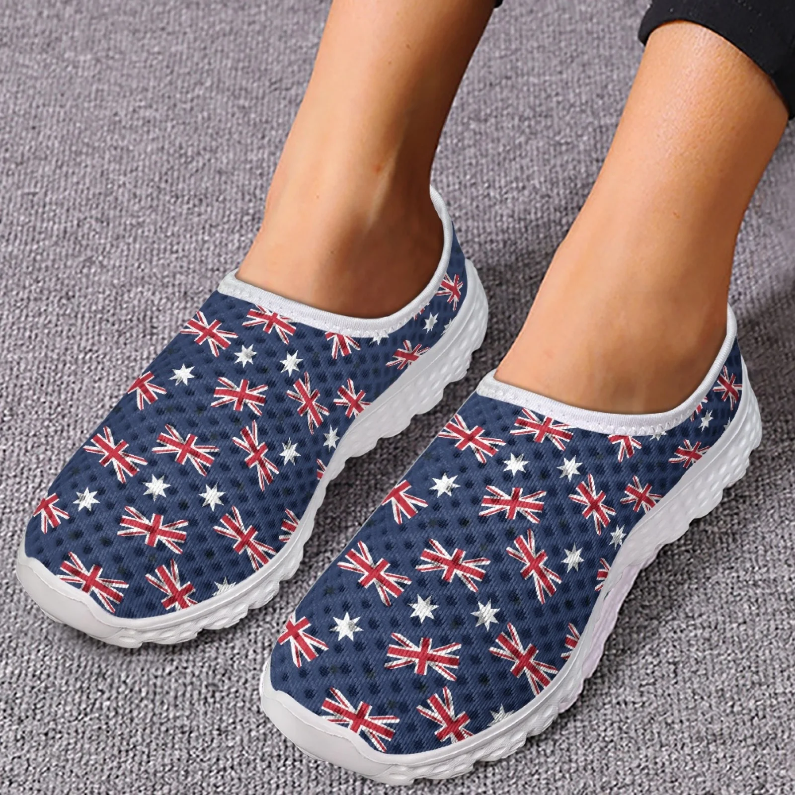 

Летние лоферы Penny с принтом флага Австралии 2024, женские кроссовки для бега, слипоны на плоской подошве, женская повседневная обувь с сеткой, женская пляжная обувь