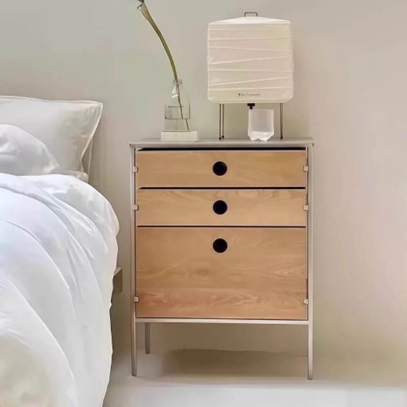 

Bauhaus Nordic Bedside Cabinet Modern Unique Storage Elegant Night Tables Aesthetic Dressers Mesa De Noche Bedroom Furniture
