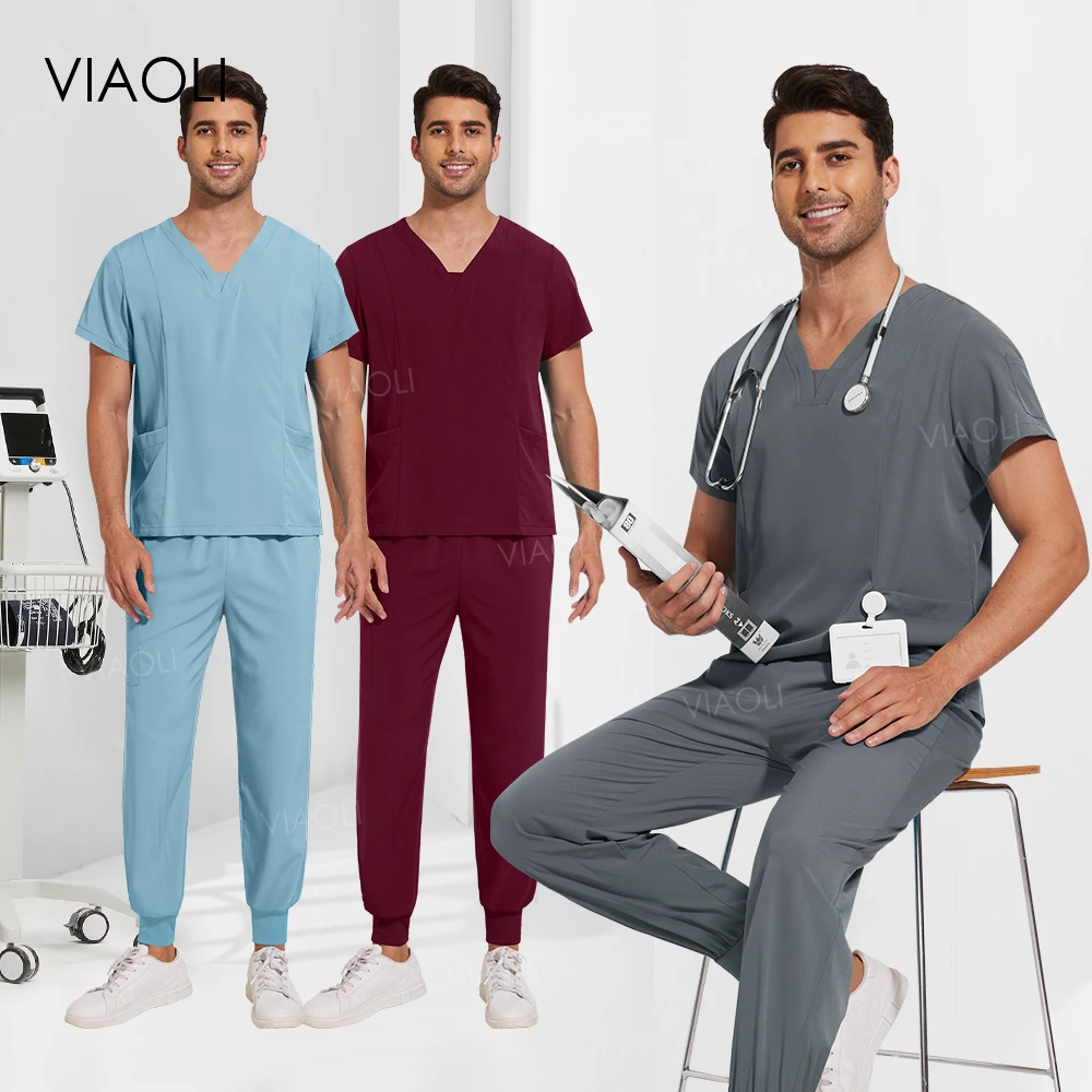 

High Quality Scrubs Medical Uniforms Women Men Nurses Accessories Male Jogger Pants Sets Hospital Nurse Scrubs Sets Dental Scrub