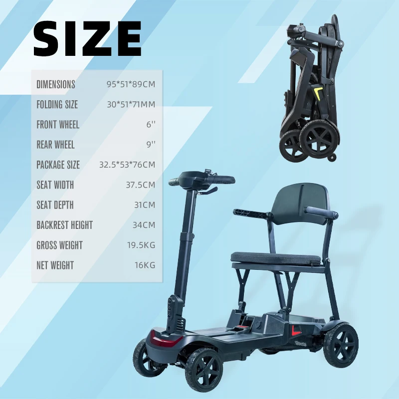 Electric Folding Scooters for the Elderly and Disabled, Portable Electric Scooters for Medical Institutions and Elderly Care