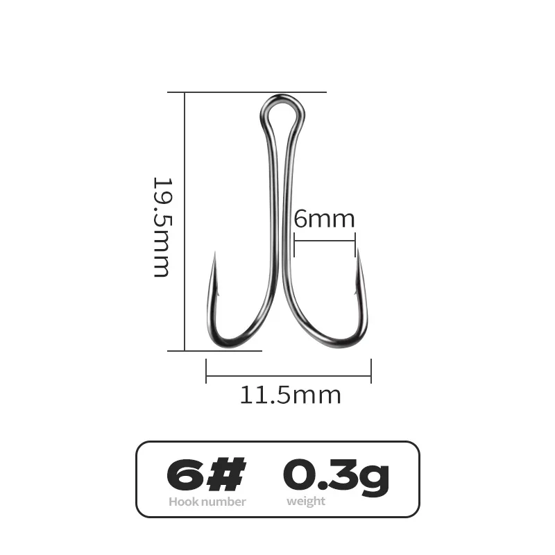 Angel-Doppelhaken, Hühnerklauenform-Haken aus Kohlenstoffstahl, Froschköder, Angelhaken, U-Form mit Widerhaken, Lot 10 Stück im Angebot – Detail 4