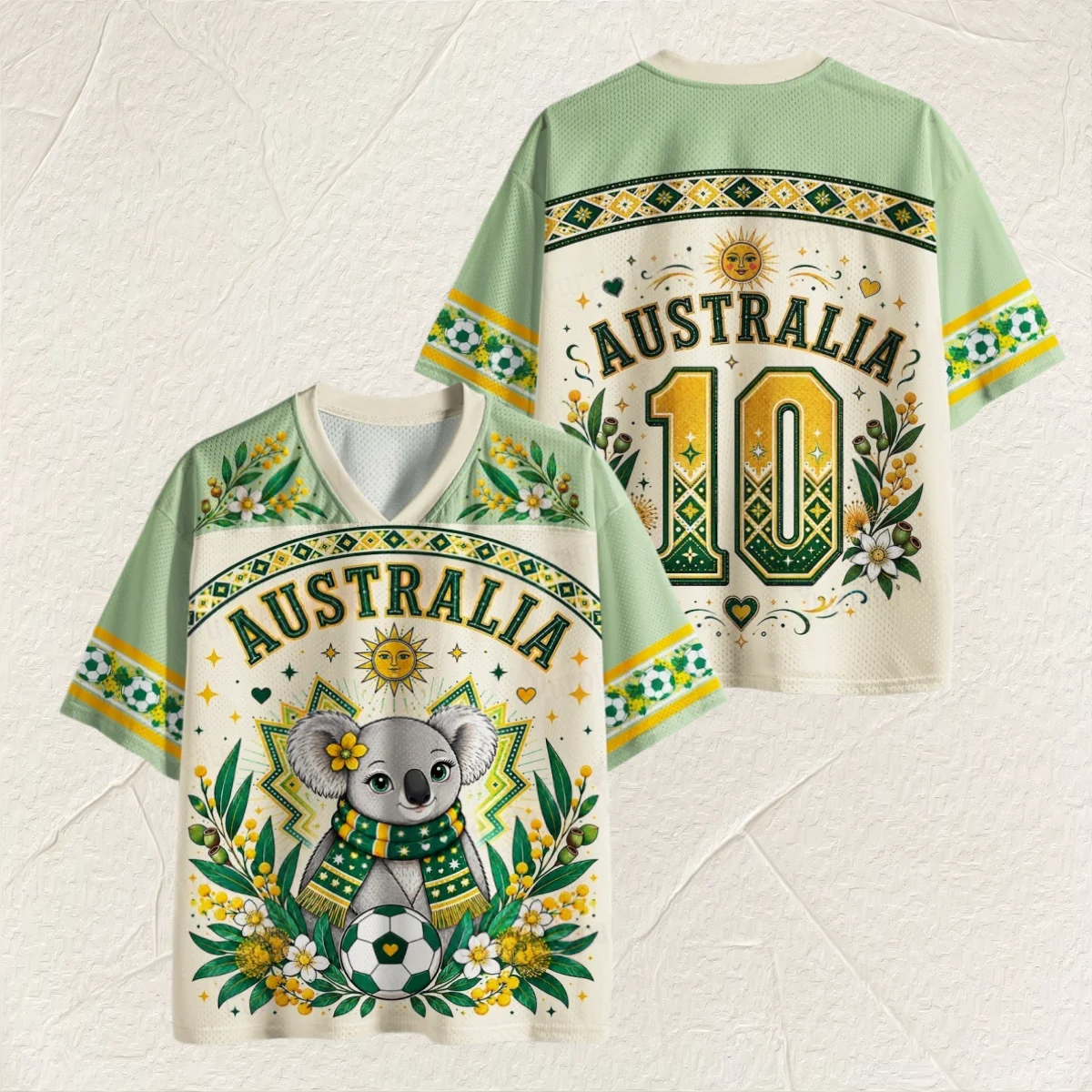 Children and Adults Australian Koala 3D Printed Jersey Style Short Sleeved Breathable Fan Match Support Top