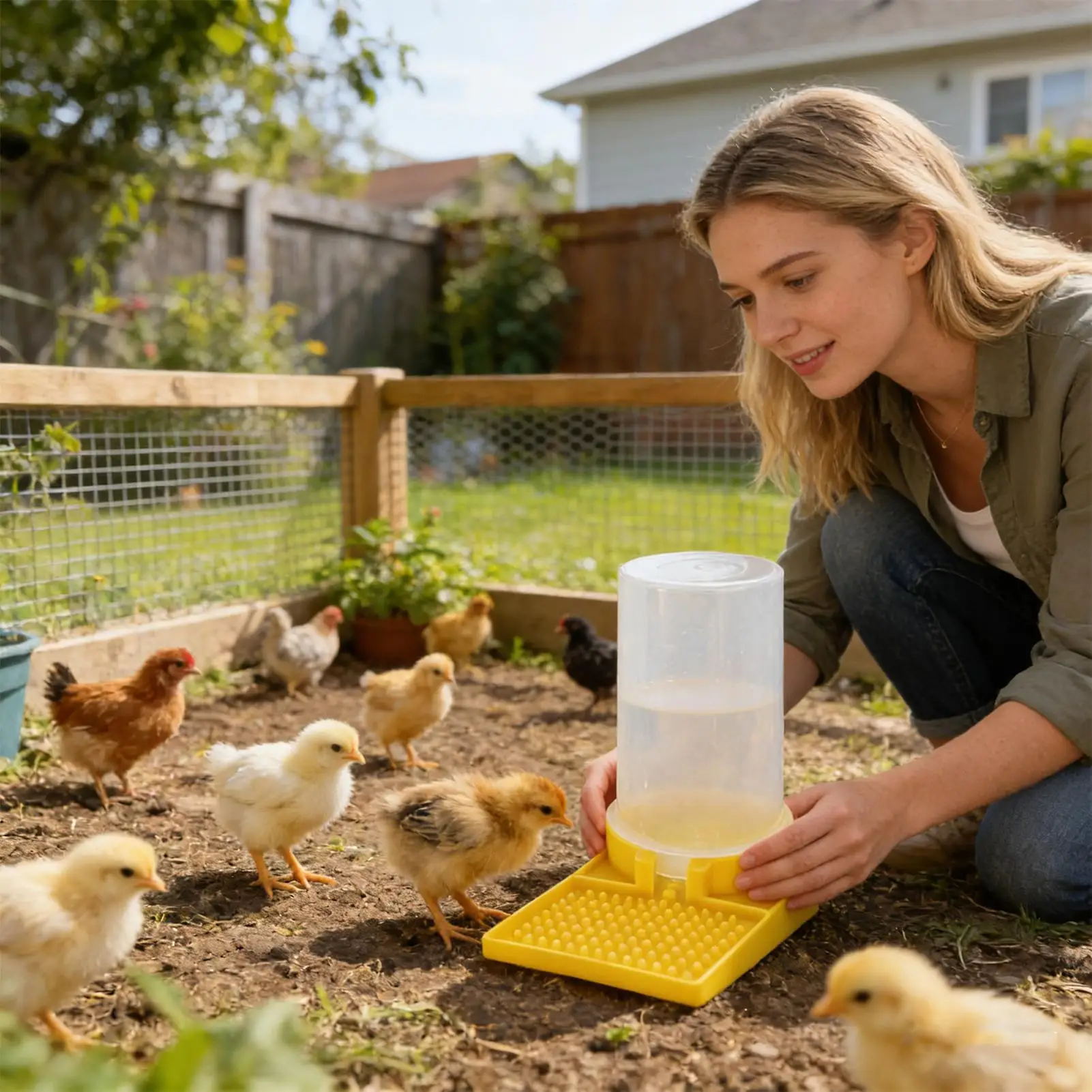Auslaufsicherer, transparenter Futternapf für Haustiere, große Kapazität, Hühnertränke, Geflügel-Wasserbecher, Futterbehälter für Enten, Hühner, Küken, Truthähne, Kaninchen