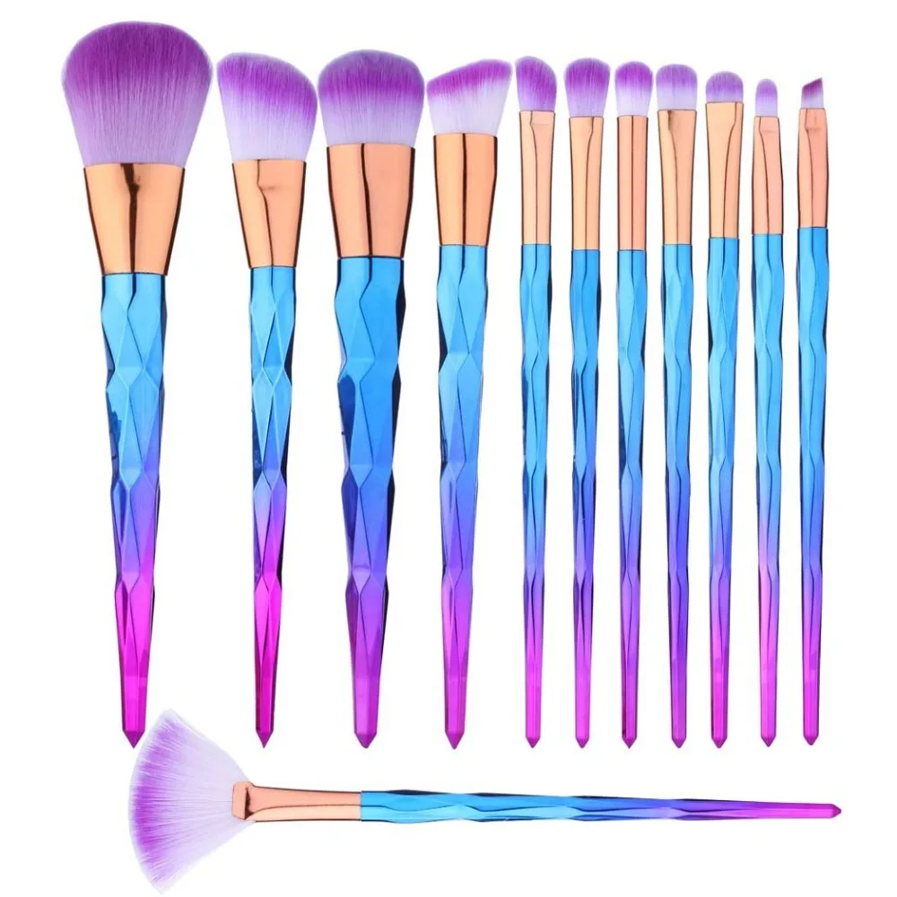 Juego de 12 Uds de brochas de maquillaje, mezcla de bases Premium, colorete, corrector, ojos, cara, labios, brochas para crema líquida en polvo, maquillaje completo