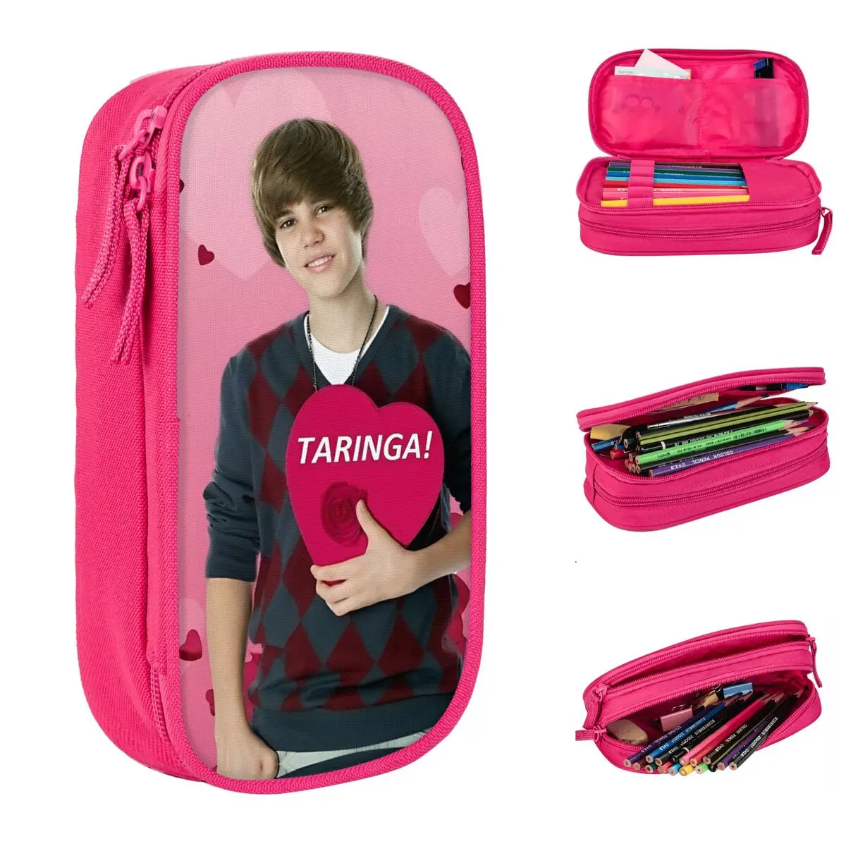 

Justins Biebers Pencil Cases Pen Box Pencil Bags Student Large Storage Office Cosmetic Pencil Pouch