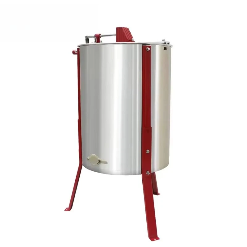 New 4-Frame Stainless Steel Manual Honey Extractor with Legs & Plastic Honey Gate - Eco-Friendly Beekeeping Equipment