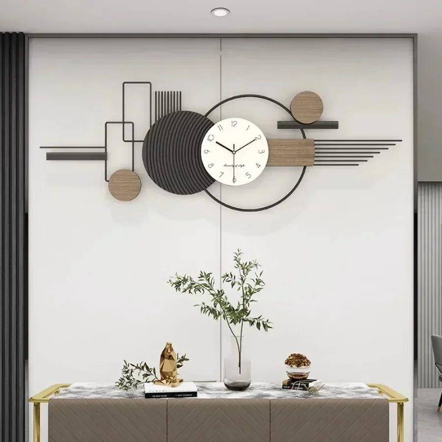 Living Room Wall Clock Decoration Hand Gift Unique Round Art Wall Clock Pieces Wood Number Modern Black White Saat Wall Decor