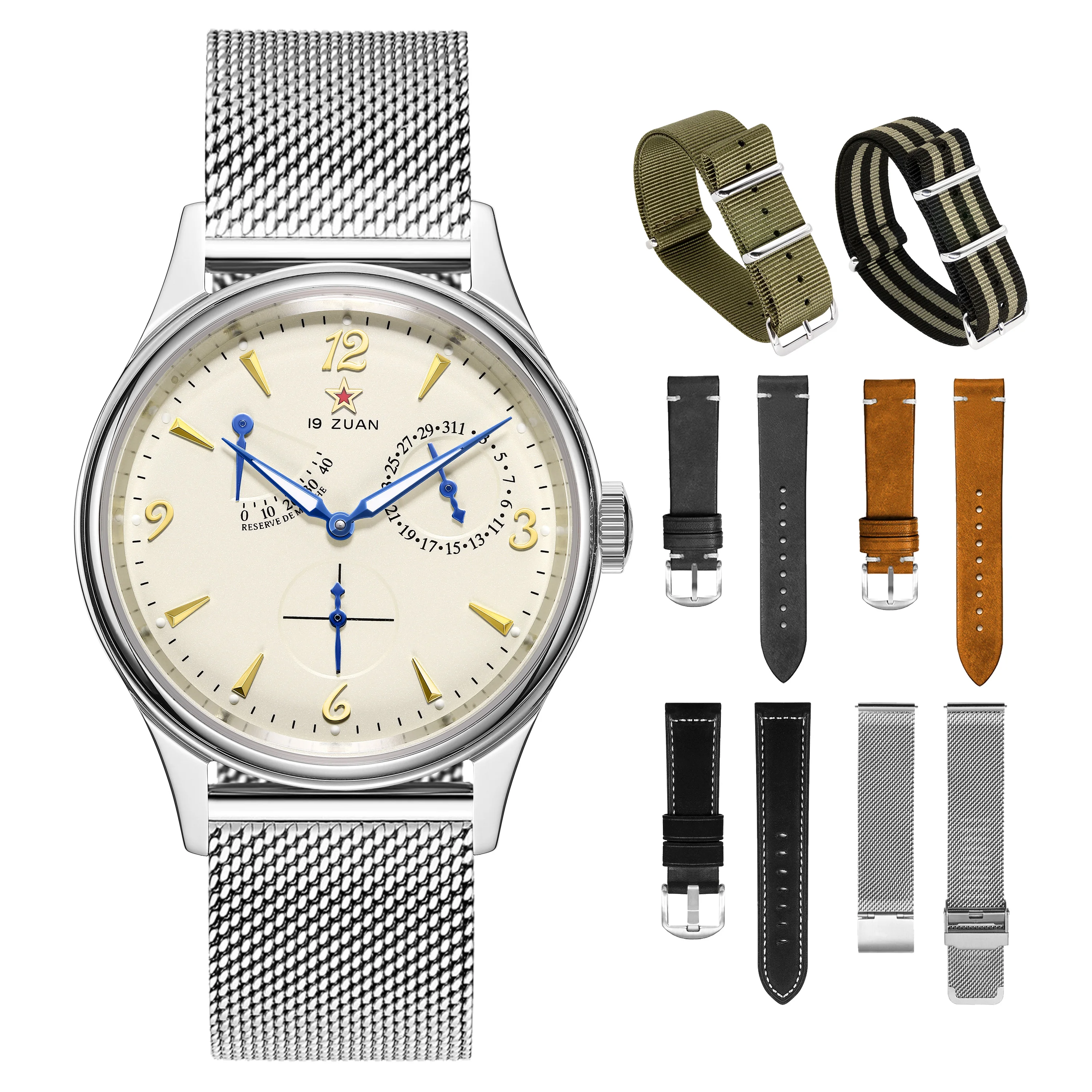 جديد حزام ناقل من الفولاذ نسخة النورس 1963 ساعات ST1780 حركة 40 مللي متر الطيار ساعة للرجال التلقائي الميكانيكية المعصم Waterpoorf ريترو