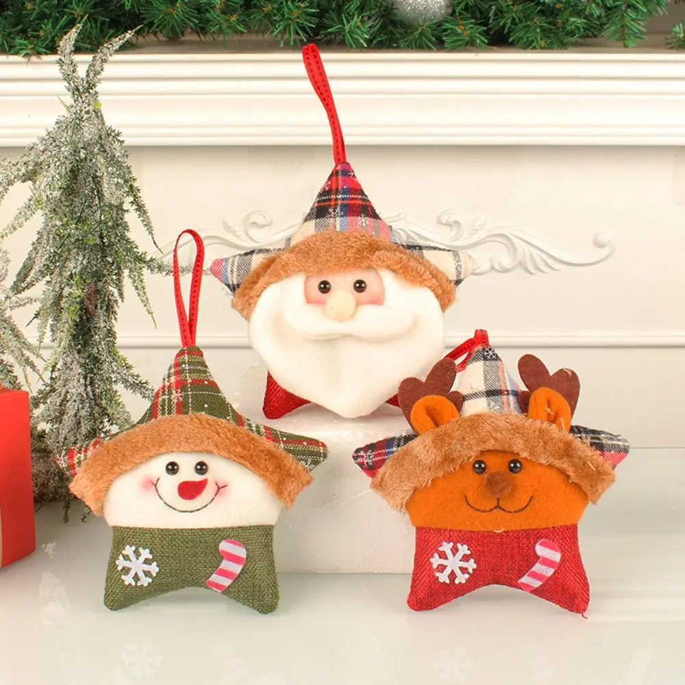 Decorative Elk Christmas Santa Pendant Plush Santa Claus Snowman Christmas Tree Pendant Durable Sturdy Xmas Tree Pendant Holiday