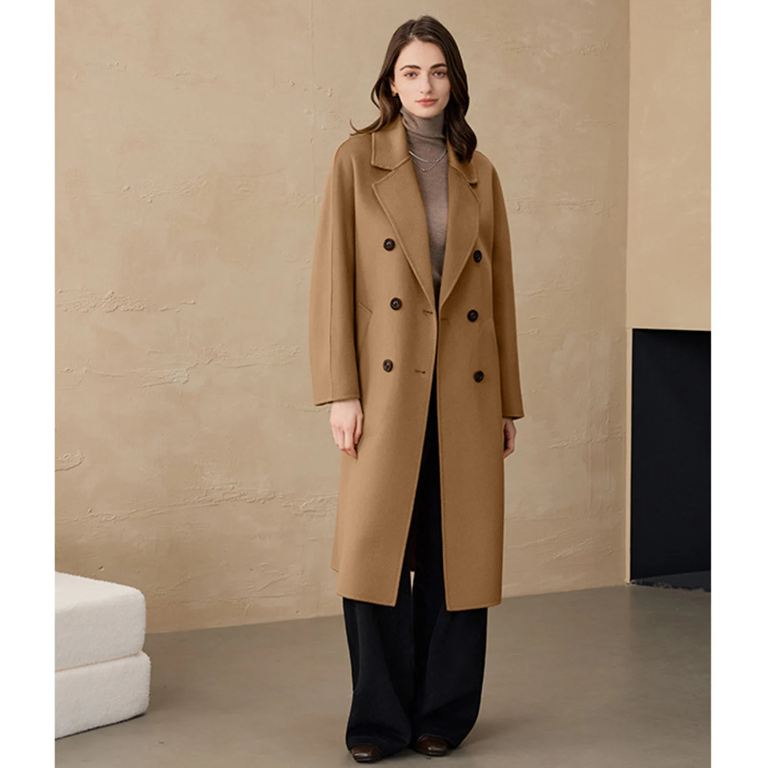 Allingentle Ivory Women's Long Blazer Woolen Fashion Jacket Warm Coat for Cocktail Party Daily Outfits Customize