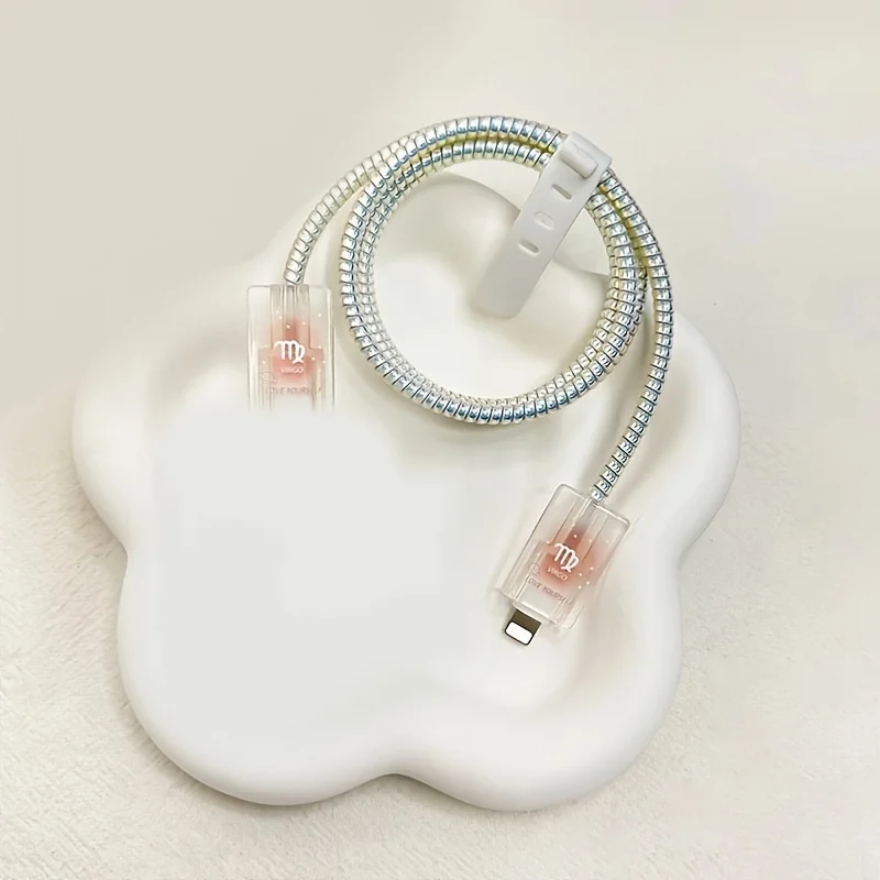 5pcs Virgo Pink Gradient Charger Cable Protector Set for IPhone 18/20W Fast Charging Cable Organizer Protection Perfect Gift