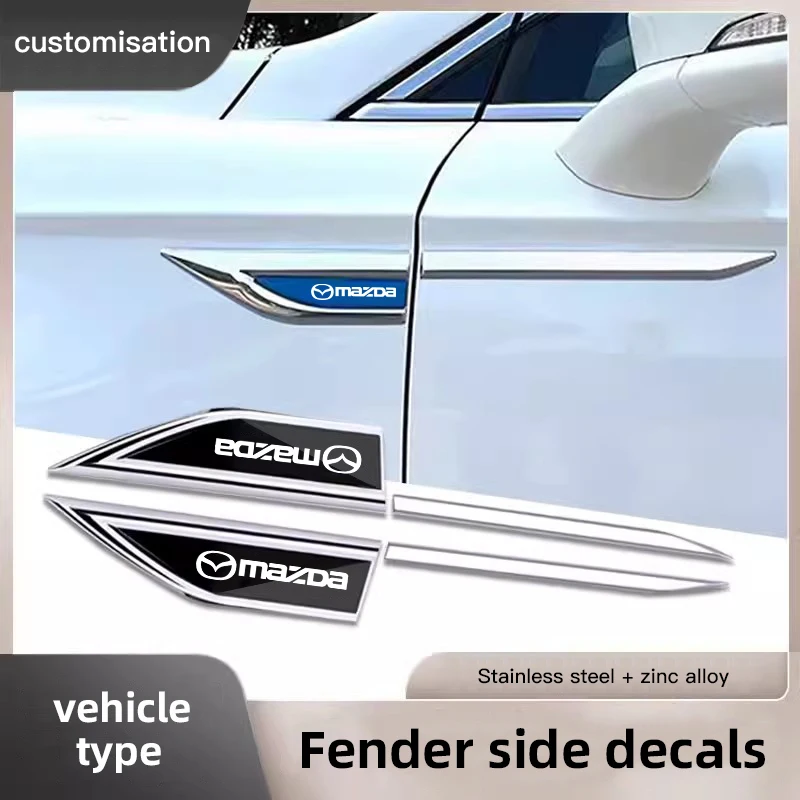 2 uds pegatinas de coche insignia Metal 3D estilo hoja decorativa para Mazda 3 6 CX5 2 CX3 CX9 MX5 RX8 Axela Demio Atenza MS GJI