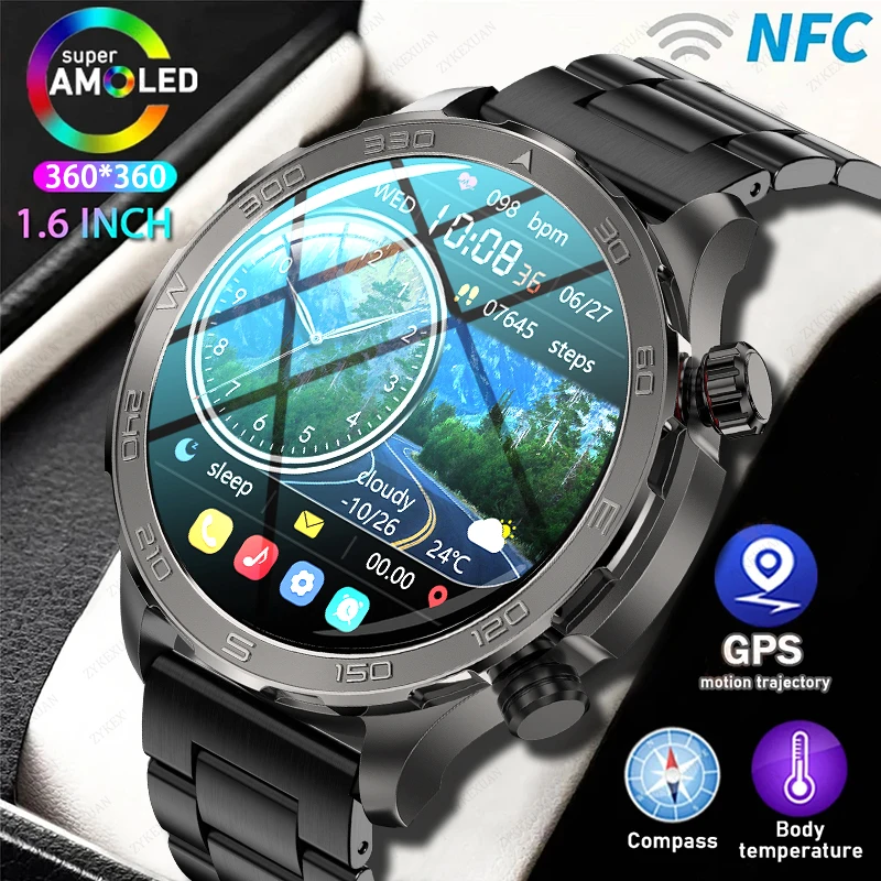 

2024 New GPS Smart Watch Men Outdoor Military IP68 Waterproof Sport Ftiness Watches 1.60'' Bluetooth Call Smartwatch For HUAWEI