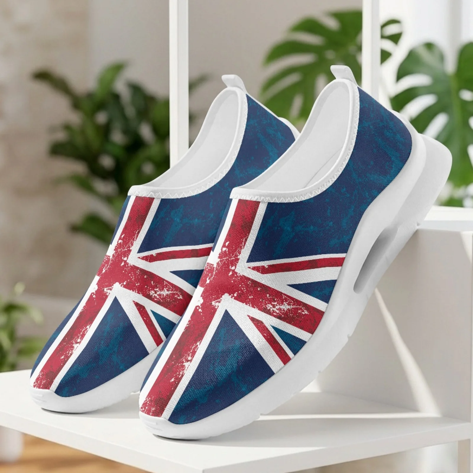 PENSTROLL UK Flag Pattern Pain Relief Walking Flats for Men Hospital Sports Comfortable Nurse Shoes