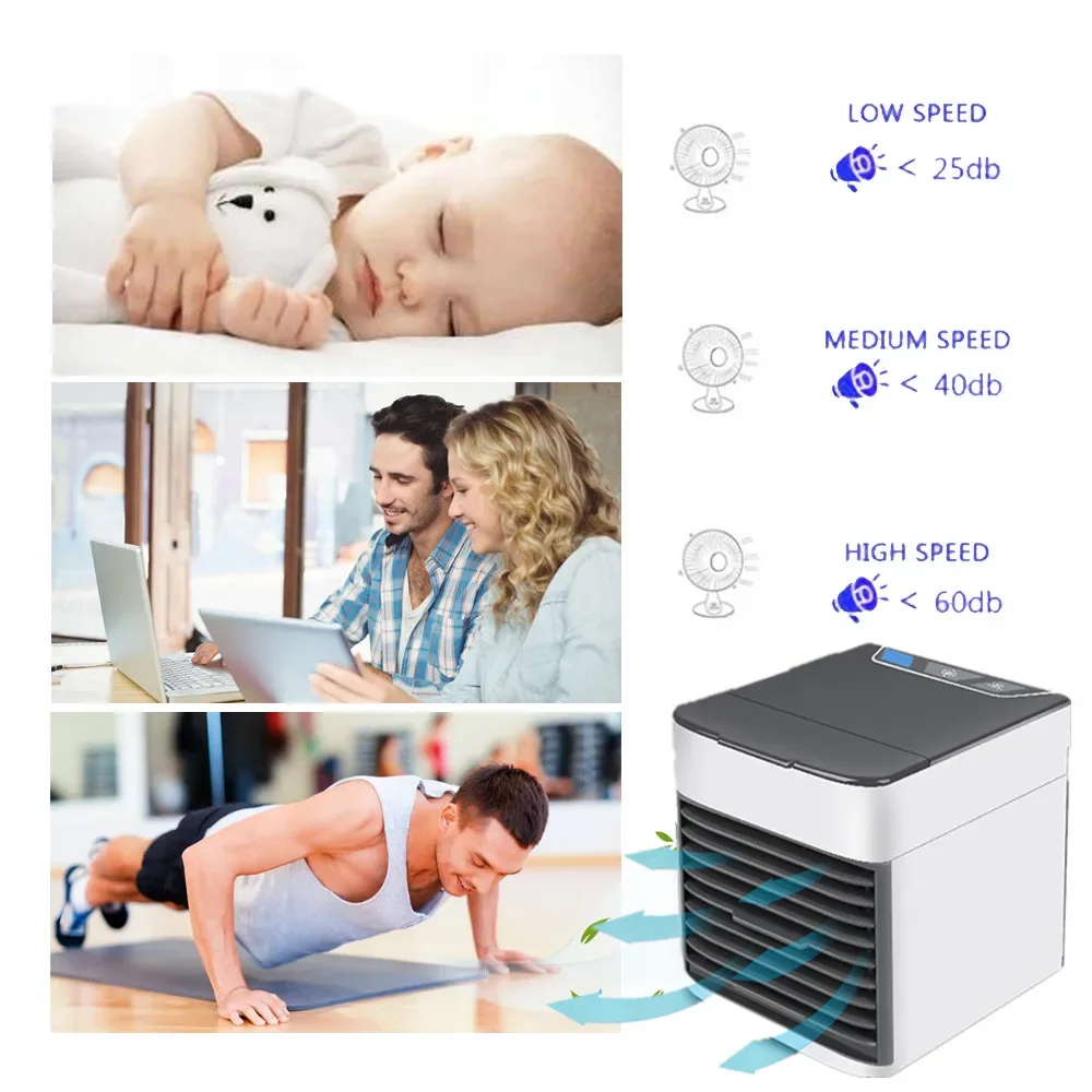 USB Mini Air Cooler Fan 7 Colors Light AC Portable Cooling Fan