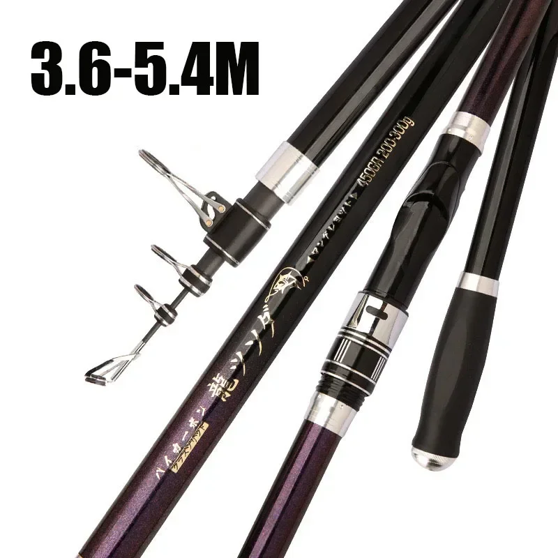 

3.6M-5.4M Carbon Fishing Rod 30kg Superhard Lure 200-300g Long Distance Throwing Shot Pole Telescopic Rod Sea Boat Fishing rod