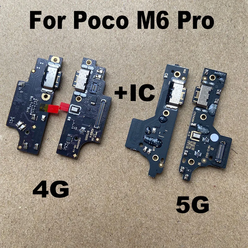 For Xiaomi Poco M6 Pro USB Charging Board Dock Port Connector Flex Cable Repair Parts Replacement 4G 5G