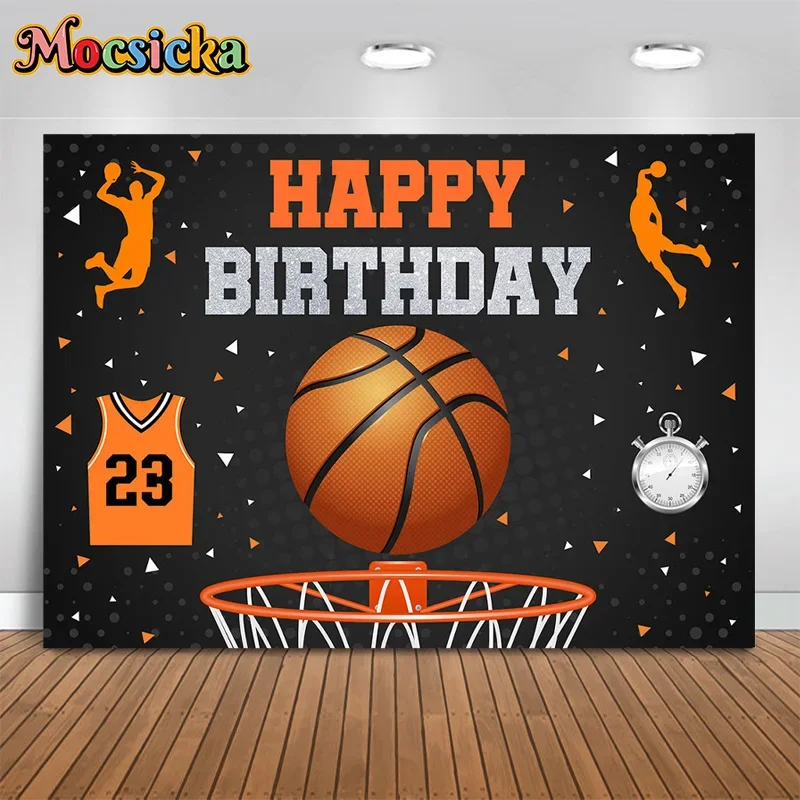 

Mocsicka Boys Birthday Party Photography Background Basketball Theme Black Backdrop Cake Smash Adult Kids Photo Banner Studio