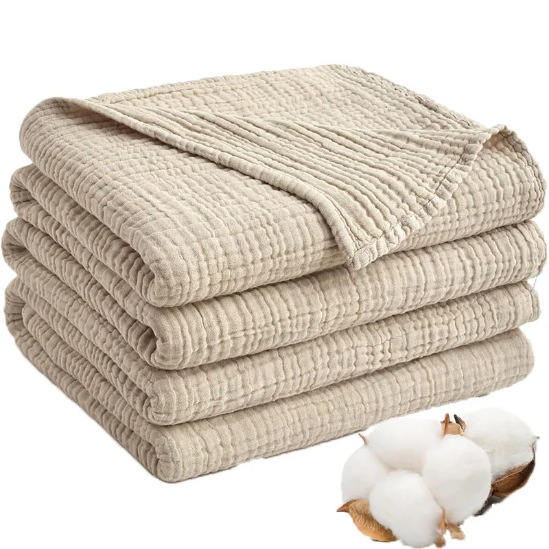 100% Cotton Muslin Throw Blanket Large 6 Layer Breathable and Lightweight Thin Soft Summer Gauze Muslin Blankets for Adults