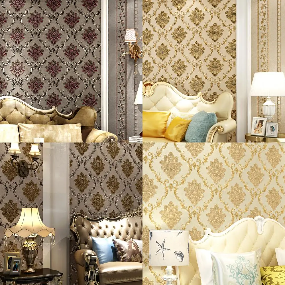 

Дамасские обои в европейском стиле, роскошный тисненый европейский цветочный дизайн для салона и проекта, вставить стену, не самоклеятся