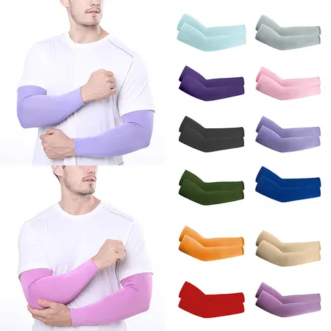 Arm Sleeves Ice Silk Sports Sleeve Sun UV Protection Hand Cover Cooling Warmer Running Cycling Fishing Mangas Para Brazo Beach