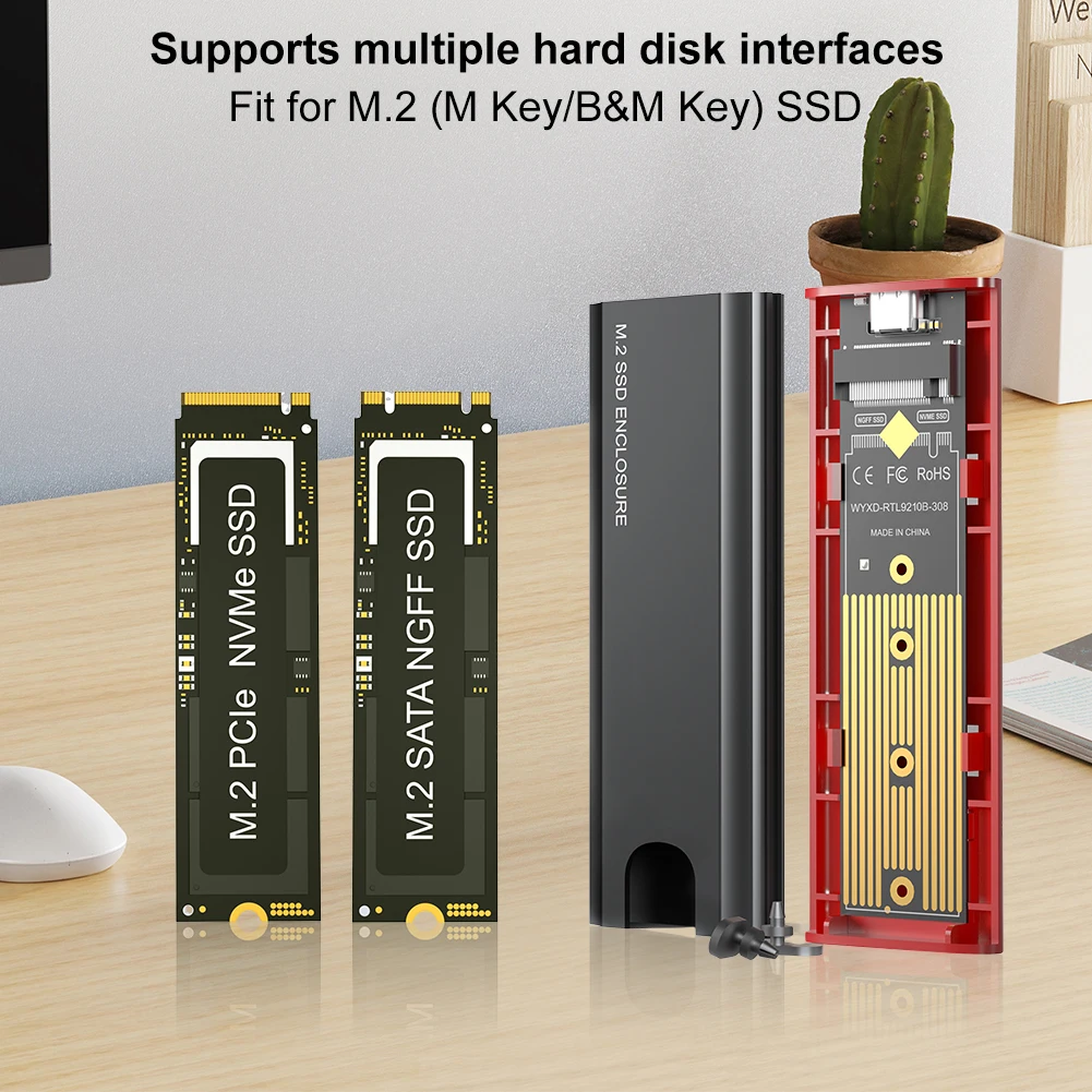 Caja M.2 NVME NGFF SATA SSD, carcasa SSD, unidad de estado sólido, carcasa externa para SSD SATA 2230/2242/2260/2280