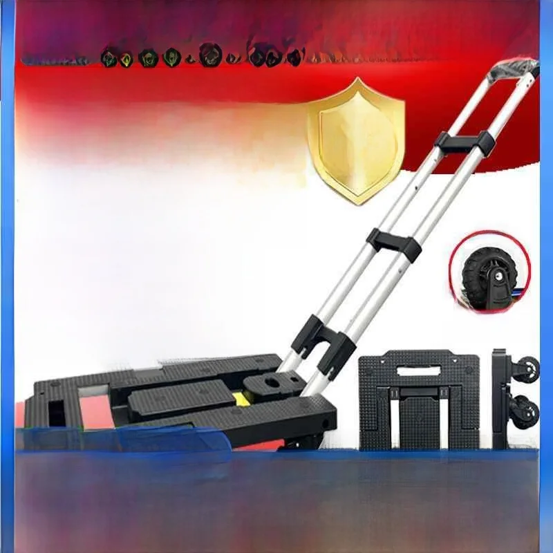 

Portable Folding Hand-Pulled Cart Lightweight Quiet Aluminum Alloy Moving Goods Flatbed Tractor Household Storage Organizer