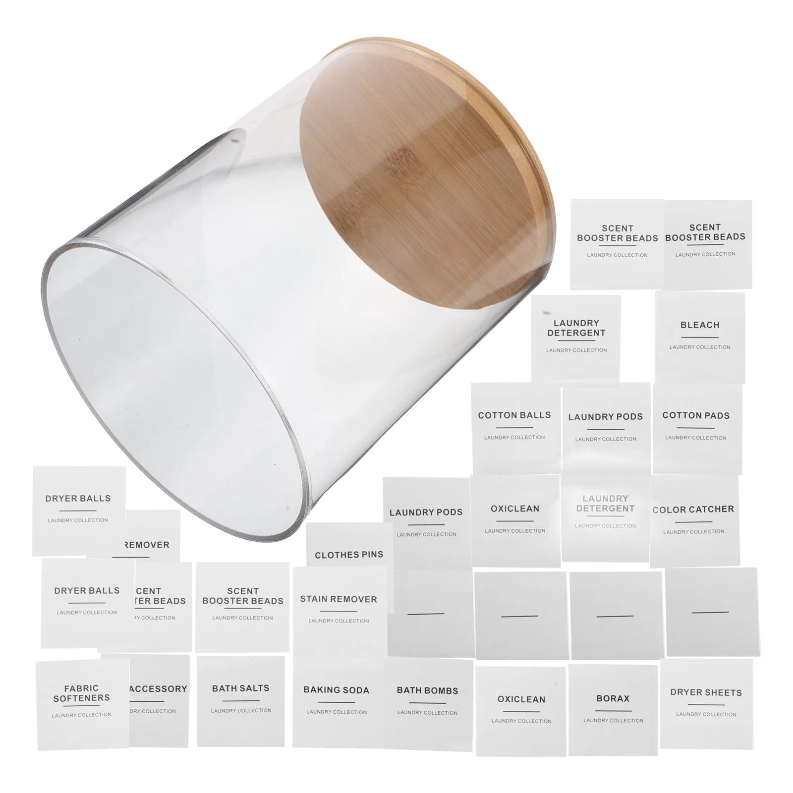 

Прозрачный акриловый держатель для капсул для стирки, круглый диспенсер для салфеток с деревянной крышкой, 27 этикеток, органайзер для прачечной, коробка для хранения салфеток для сушилки
