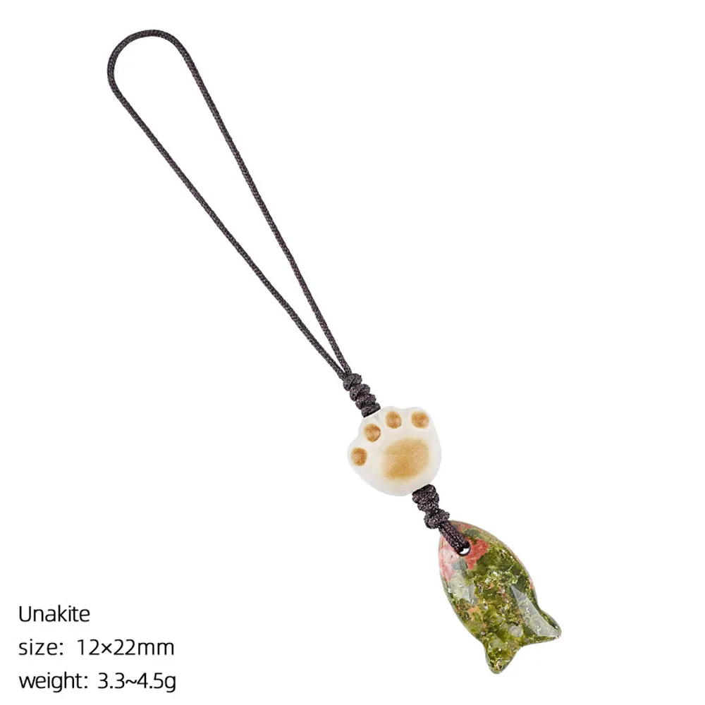 Natural Crystal Amethysts Fish Pendant Keychain Bag Accessory