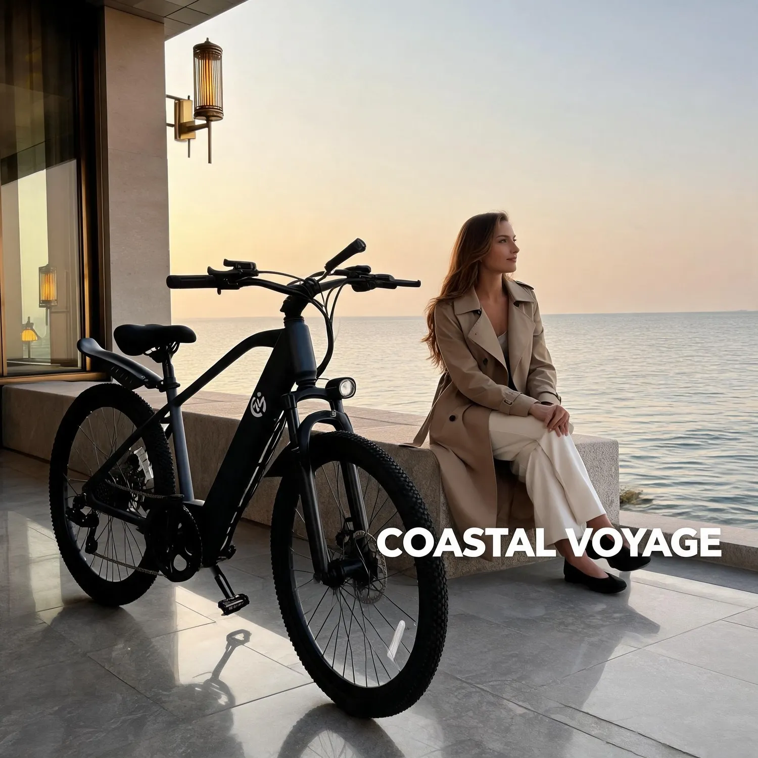 Trail Commuter E-bike, 500W Motor, mechanical disc brake, pedal assist, removable battery, free phone mount, guided urban route travel
