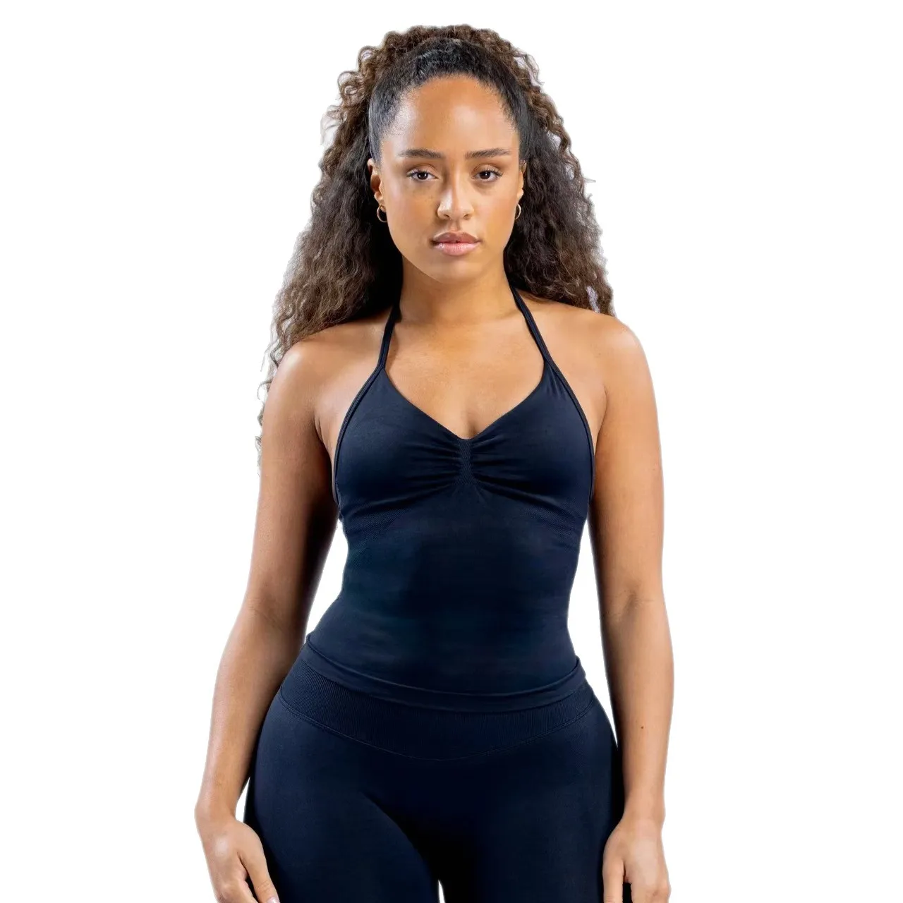 

Стильный длинный топ с лямкой на шее и открытой спиной, спортивный бюстгальтер для женщин, жилет для йоги, майка для фитнеса и тренировок с поддержкой для тренажерного зала, бега