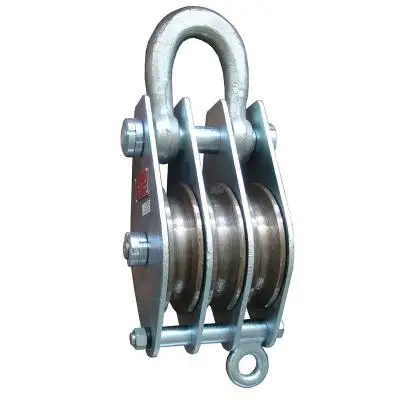 Industrial Steel Wheel Sheave Hook Type Hoisting Lifting Block Cable Pulling Pulley For Construction OEM Tackle Aluminium